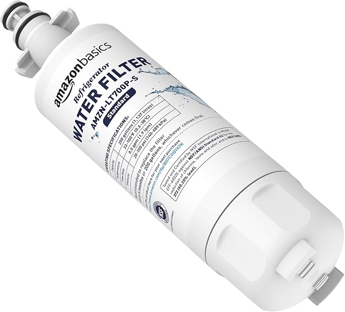 Amazon Basics Replacement LG LT1000P Refrigerator Water Filter, NSF Certified, Reduces Chlorine, 3-Pack