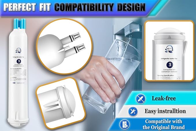 4396841 Refrigerator Water Filter Replacement Compatible with Whirlpool EDR3RXD1 EDR3RXD1B KAD3RXD1 WHR3RXD1 4396841 4396710, Everydrop Filter 3 P1WB2 P2RFWG2,Kenmore 46-9083 46-9030 (3-Pack)