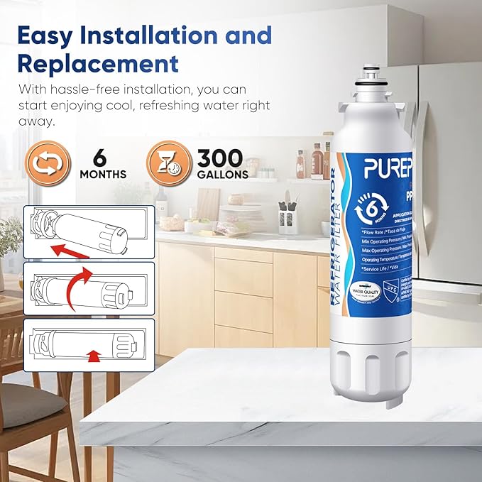 PUREPLUS LT800P NSF/ANSI 53&42 Certified Replacement for LG ADQ73613401, Kenmore 469490, 9490, ADQ73613402, ADQ736134, LSXS26326S LMXC23746S, LT120F