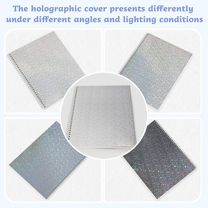 Large Reusable Sticker Book Collecting Album 8.5×11 Inch Sticker Storage Collection Organizer Book for Adult with 40 Sheets Letter Size Blank Release Paper and Holographic Cover (Little Star)