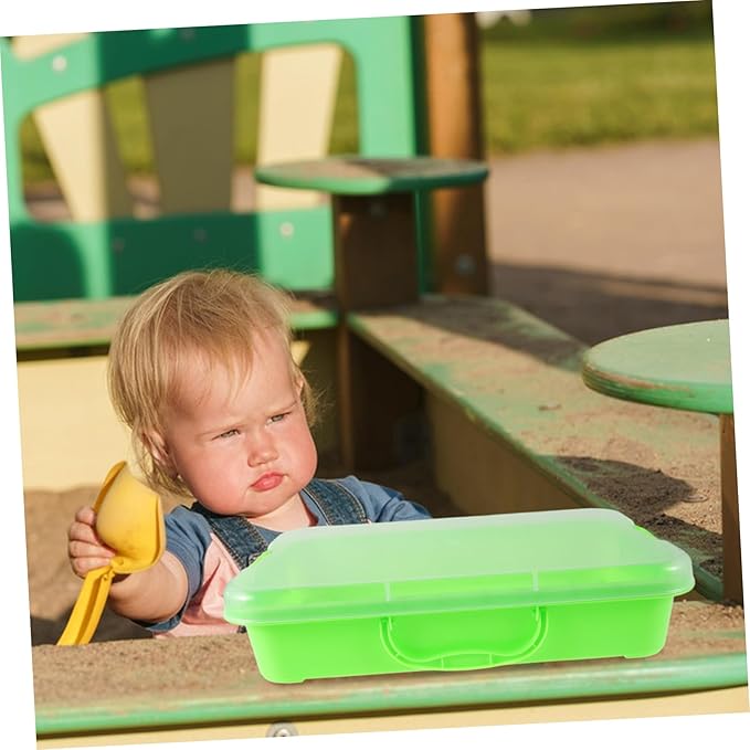 Yardwe Space Themed Portable Storage Container for Arts Crafts and Sand Light Green for Creative Play and Exploration