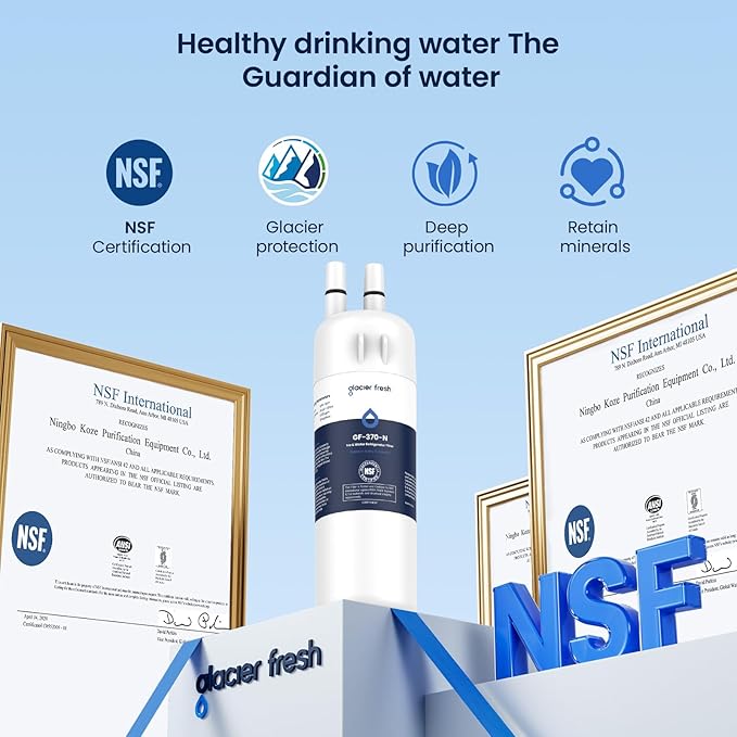 GLACIER FRESH EDR1RXD1 Refrigerator Water Filter Compatible with W10295370A, EDR1RXD1, WHR1RXD1, KAD1RXD1, Filter 1, W10295370 Refrigerator Water Filter & w10311524 Air Filter, 2+3 Packs