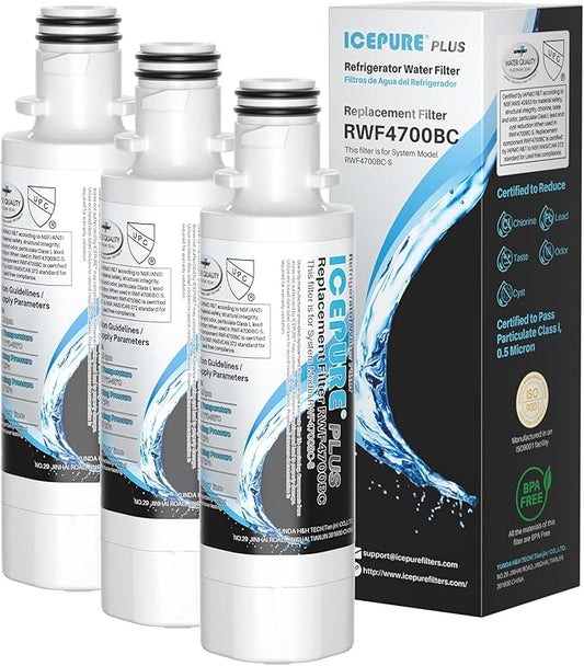 ICEPURE PLUS ADQ747935 LT1000PC NSF/ANSI 53 Certified Refrigerator Water Filter, Remove Lead, Replacement for LG LT1000P/PC/PCS, MDJ64844601, ADQ74793501, LFXS26973S, LMXS28626S, 46-9980, 3PACK