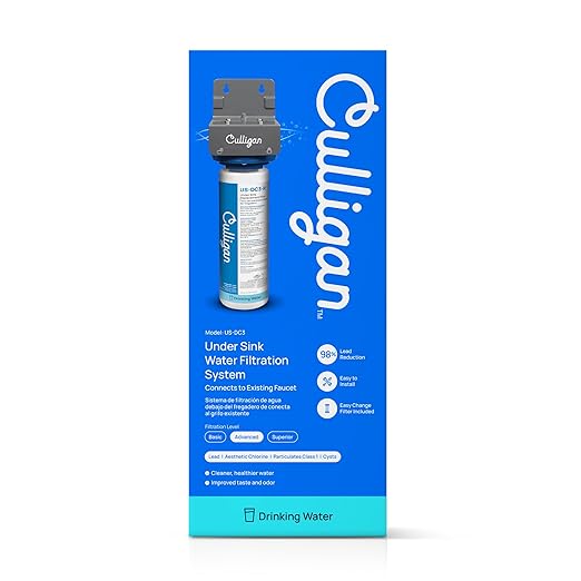 Culligan US-DC3 Under Sink Water Filter System, Direct Connect, Premium Lead Filtration, Removes 99% Lead, Chlorine, Taste & Odor, 4,750-Gal, 12-Month Cartridge, 1.5 GPM
