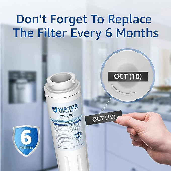 Waterspecialist UKF8001 Water Filter, Replacement for EveryDrop® Filter 4, Whirlpool EDR4RXD1, 4396395, Wrx735sdbm00, Mfi2570fez Msd2651heb, Krfc300ess01, Pack of 2