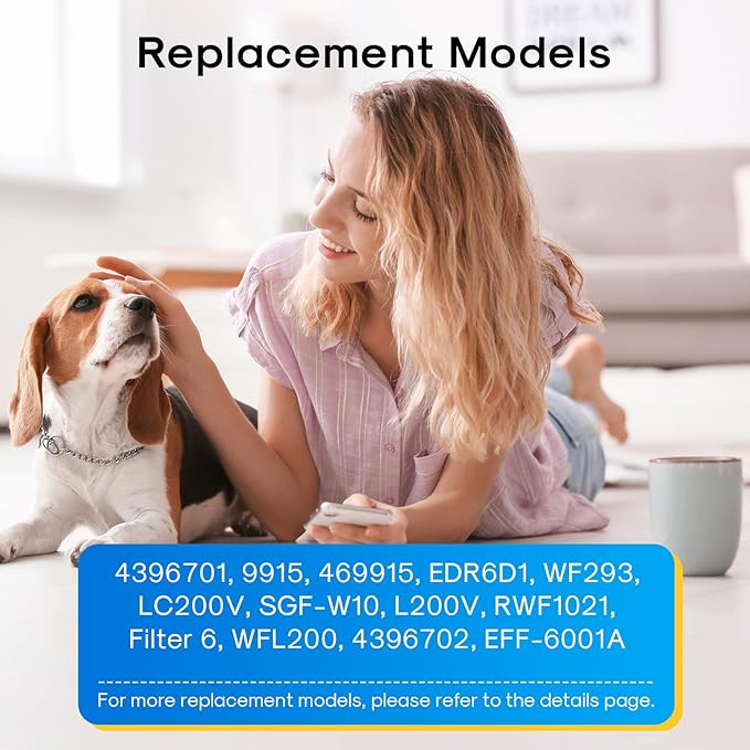 EXCELPURE 4396701 Replacement for Kenmore 9915, Whirlpool EDR6D1, Every Drop FILTER 6, 46-9915, 4396702, RWF2000A, SGF-W10, LC200V, WF293,EFF-6001A, 2301706, RWF1021, Refrigerator Water Filter, 3PACK