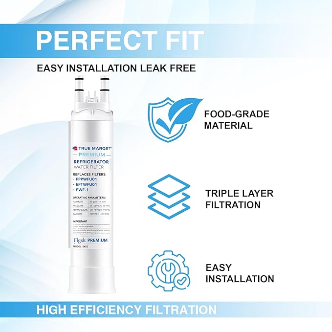 FPPWFU01 Water Filter Replacement for Frigidaire FPPWFU01 Water Filter Compatible with PurePour PWF-1, Electrolux EPPWFU01 PureAdvantage PWF-1 2 Pack NEW