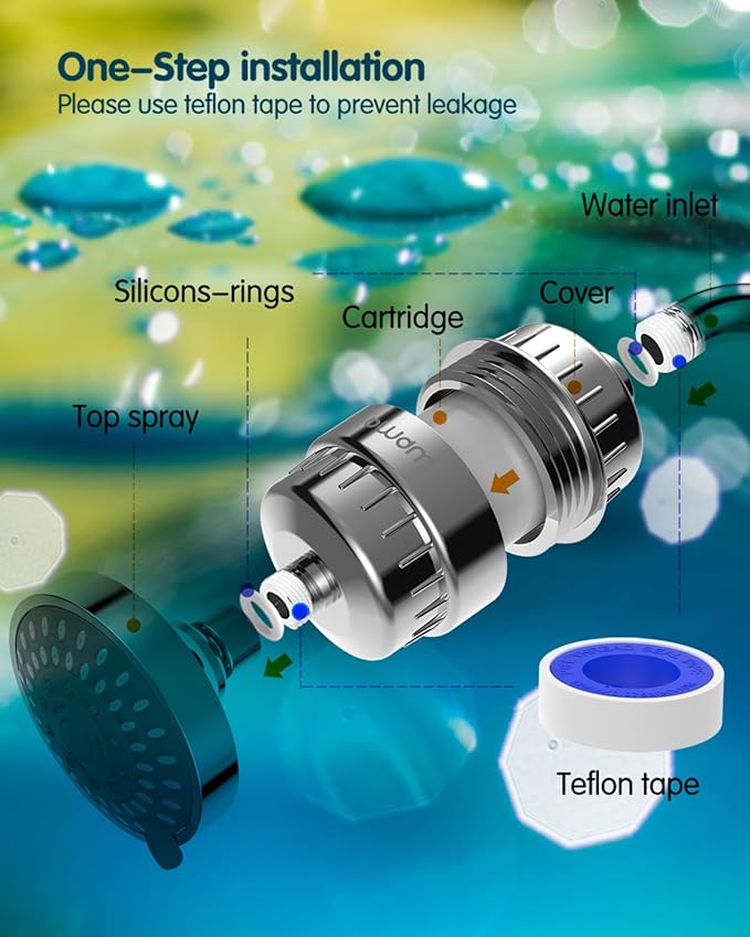 15 Stage Shower Filter Cartridge,High output Universal replacement filter cartridge, Remove Chlorine Heavy Metals and Other Sediments, Reduces Dry Itchy Skin Dandruff BWDM.Pack of 1