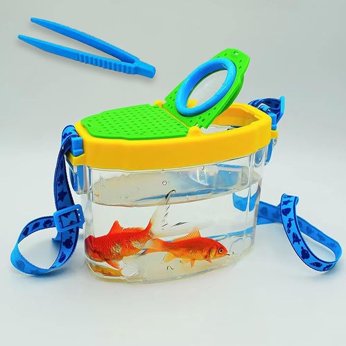 MANON ROSA Turtle Carrier Box Bug Collection Fish Catcher, Insect Observation Container for Travel-Outdoor Nature Explorer Kit (Yellow)