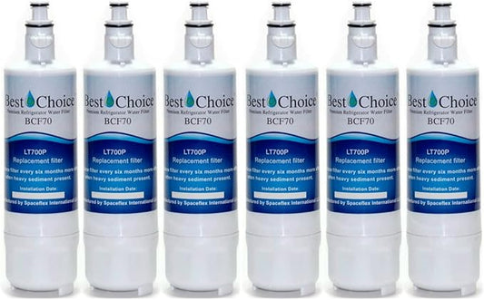 Best Choice Water Filter Replacement Cartridge For LG LT700P, ADQ36006101 Kenmore Refrigerator 46-9690 6-Pack