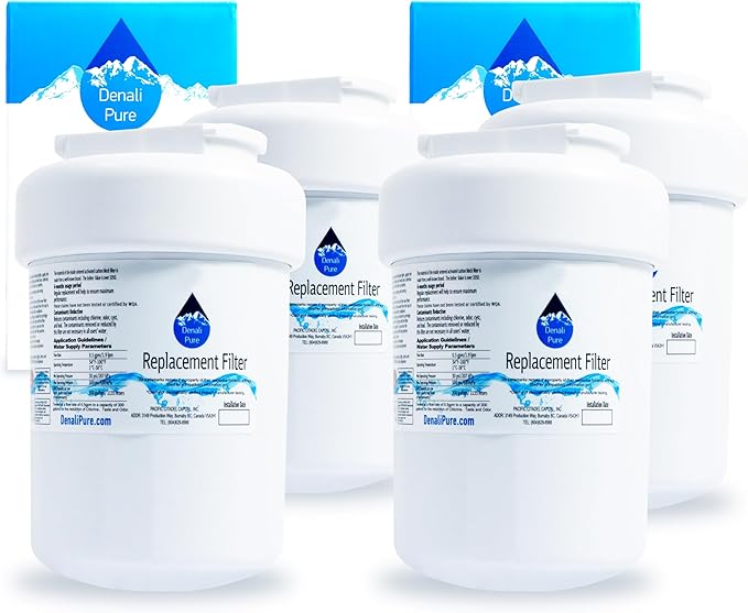 Denali Pure 4-Pack Replacement for GE GCL22KGRESV Refrigerator Water Filter - Compatible with MWF, MWFP Fridge Water Filter Cartridge