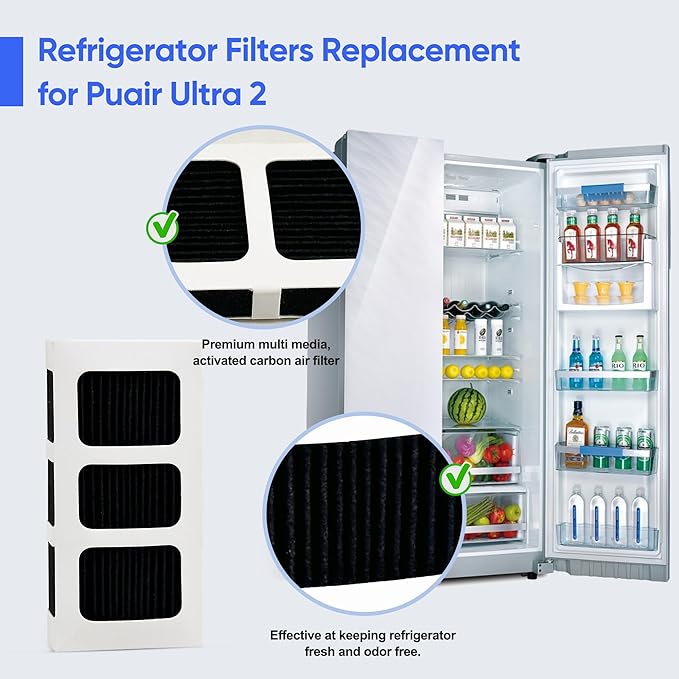 4 Pack Refrigerator Replacement Air Filter Compatible with Pureair Ultra 2 Frigidaire Filter, Pure Air Ultra 2, Pureair Ultra ii, Electrolux 242047805, 5303918847
