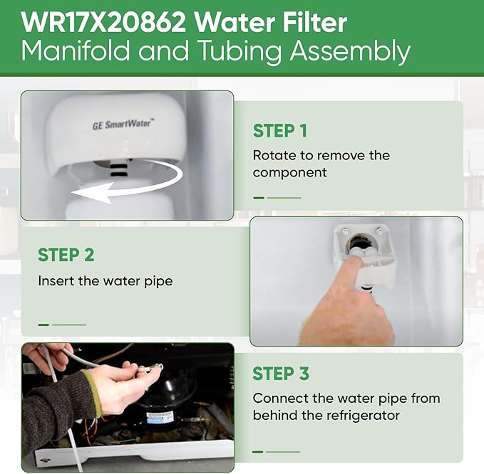 WR02X45209 Refrigerator Water Filter Manifold Compatible with GE Refrigerators Replaces WR17X20862, WR17X11920, WR17X22066, Connect the Water Pipe Inside the MWF Filter
