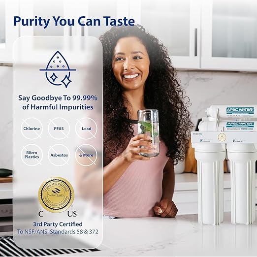 APEC Water 5-Stage Under Sink Reverse Osmosis Water Filter System with Extra High Capacity Pre-Filter Set, Essence Series, WQA Certified, 50 GPD, Removes 99.99% of Contaminants, Home Water Filtration