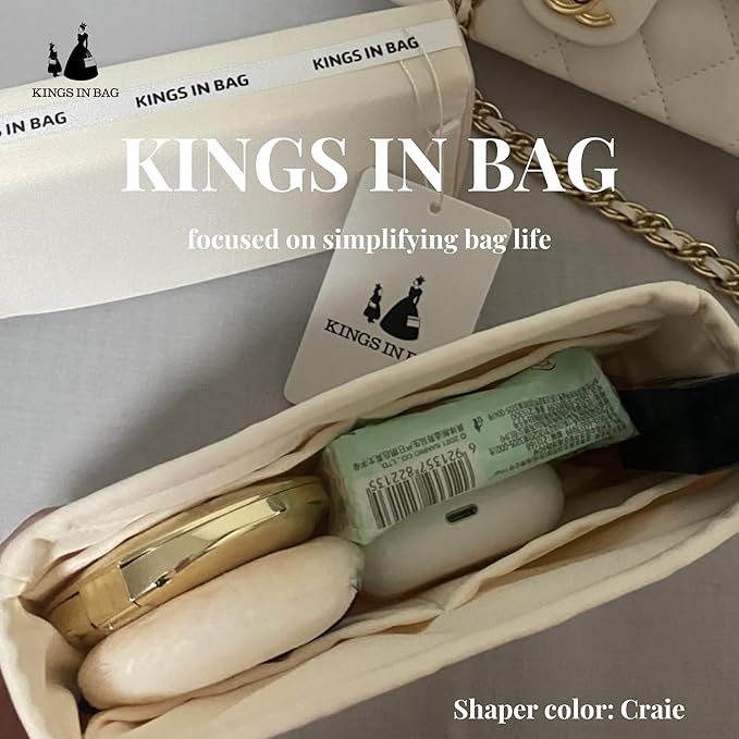Classic Flap Bag Organizer Insert, Purse Organizer for Handbag Compatible with Chanel Classic Flap Jumbo, Multiple Pockets Bag Organizer (Craie, Chanel CF Jumbo)