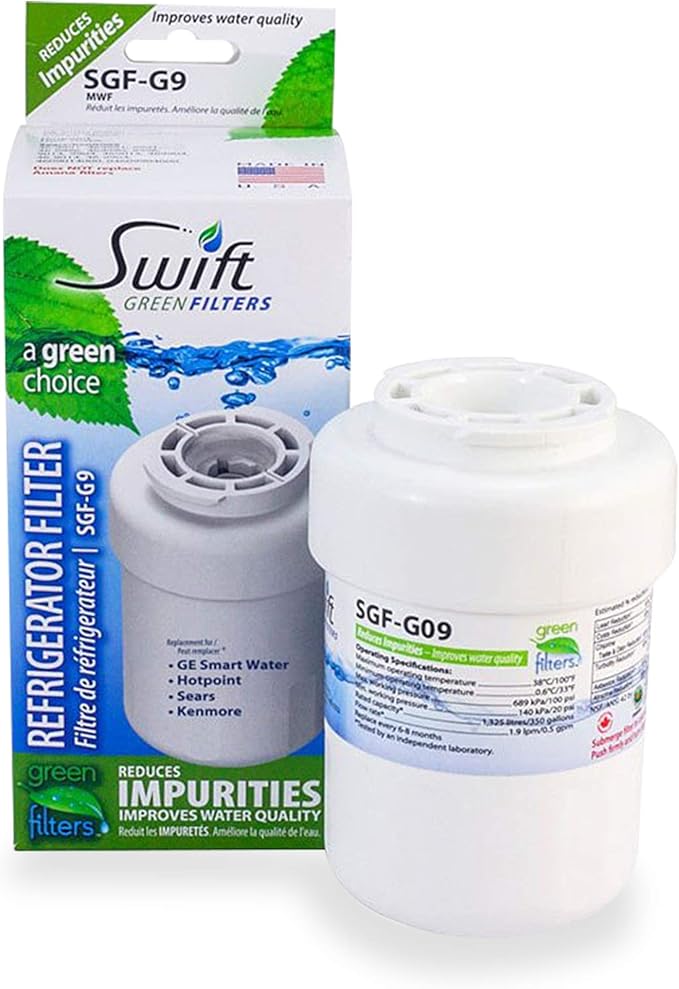 Swift Green Filters SGF-G9 Compatible Refrigerator Water Filter for MWF, WF287, 46-9991, EFF-6013A, 46-9905, Made in USA, 2-Pack
