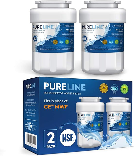 Pureline Replacement for MWF Refrigerator Water Filter, Smartwater MWFP, Kenmore 46-9991, Models MWFP, MWFINT, GWF, GWFA, Refrigerator Water Filters. (2 Pack)