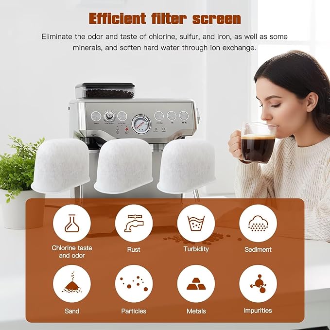 6pc Water Filters Fit for Breville Coffee Machines BWF100 BES870 BES810 BES990 BES980 BES920 BES900XL BES870XL BES860XL BES840XL BKC600XL