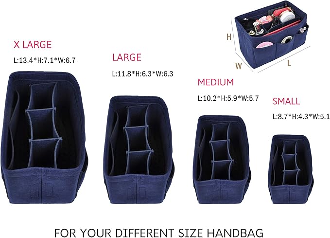Vercord Felt Purse Organizer Handbag Insert Liner Shaper Bag in Bags for Speedy Neverfull Tote Navy Medium