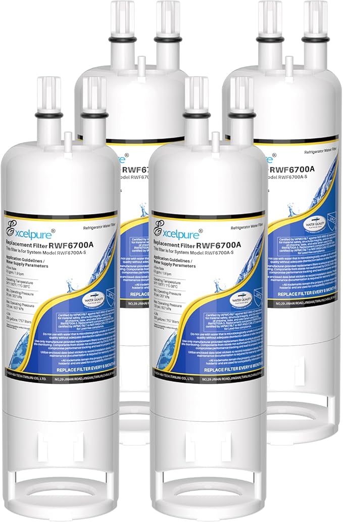 EXCELPURE WHR1RXD1 Refrigerator Water Filter Replacement for EDR1RXD1, Everydrop® Filter 1, W10295370A, KAD1RXD1, 46-9081, 46-9930, P4RFWB, P5WB2L, PS2378001, 4Pack