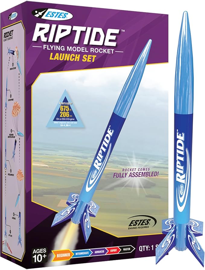 Estes 1403 Riptide Rocket-Building Kit, Beginner Flying-Rocket Model Kit for Ages 10+, Includes Launch Pad and Controller