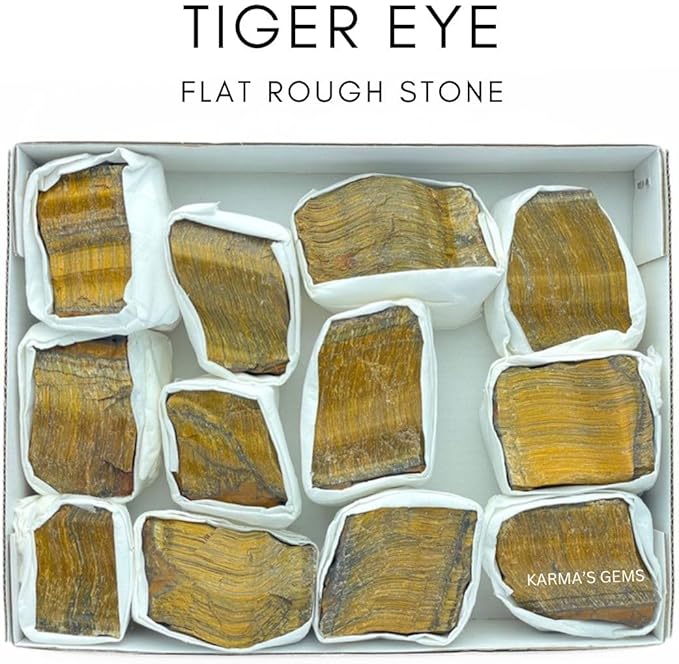 Tiger Eye, Crystal Flats, Mineral Flats, Natural Raw Crystals for Tumbling, Cabbing, Rock Tumbler for Kids, Treasure Box, Party Favors, Crystal Growing Kit, Gifts for Him, Minecraft