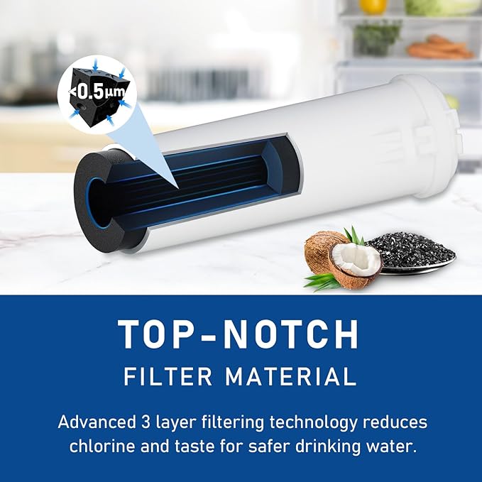 TEEHAY EDR3RXD1 Water Filter 3 Replacement, Compatible with Everydrop Filter 3, P1RFWB2, Whirlpool ED2JHGXRB00, ED2JHGXRQ01, GC3PHEXNB01, GC3PHEXNB00, GC3CHAXNT00, GC3CHAXNS00, GC3CHAXNB00, 4 Pack