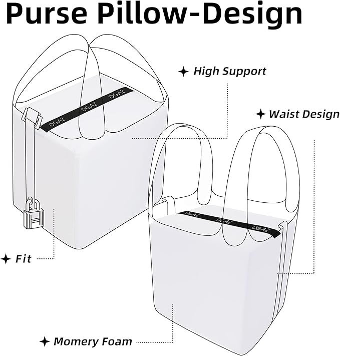 DGAZ Purse Pillow Shaper Insert,Luxury Handbag Tote Shapers, Memory Foam- Fits picotin18/22Bags (White,PC22)
