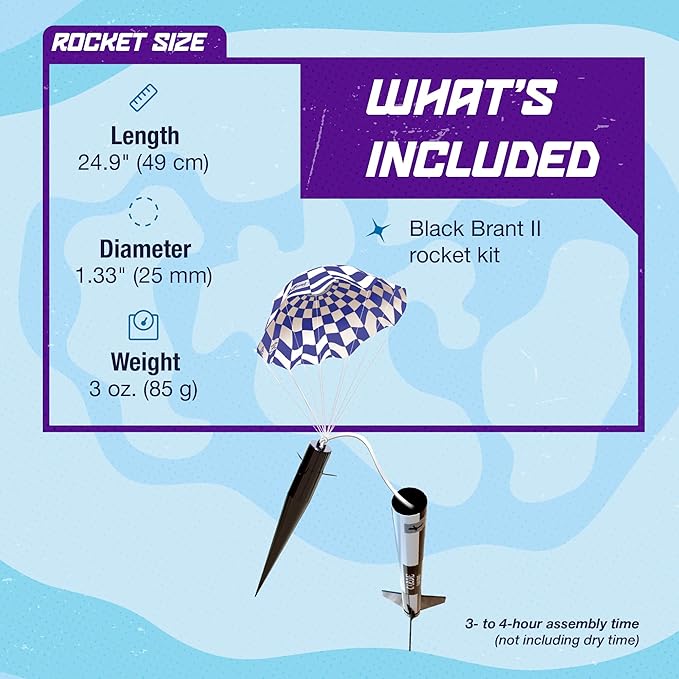 Estes 7243 Black Brant II Rocket-Building Kit, Advanced Dual-Body Flying-Rocket-Model Kit for Ages 10+
