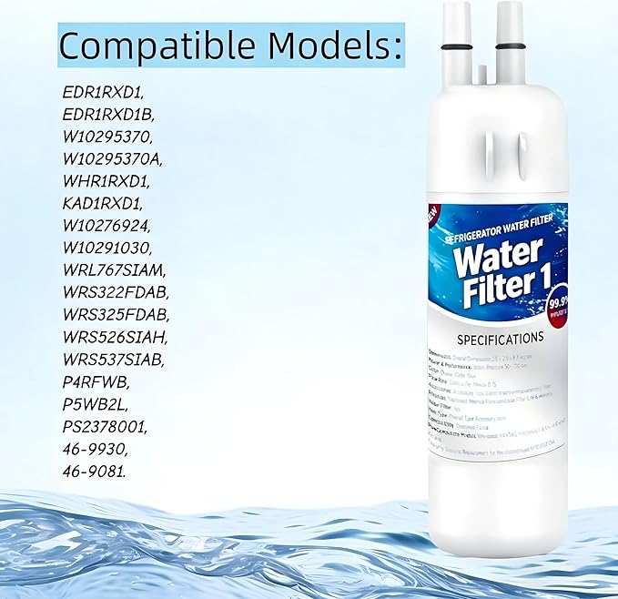 Replacement Compatible With W10295370A, Filter 1, EDR1RXD1, WHR1RXD1, P8RFWB2L, P8WB2L, P4RFWB, 46-9930, 46-9081 (3 Pack)