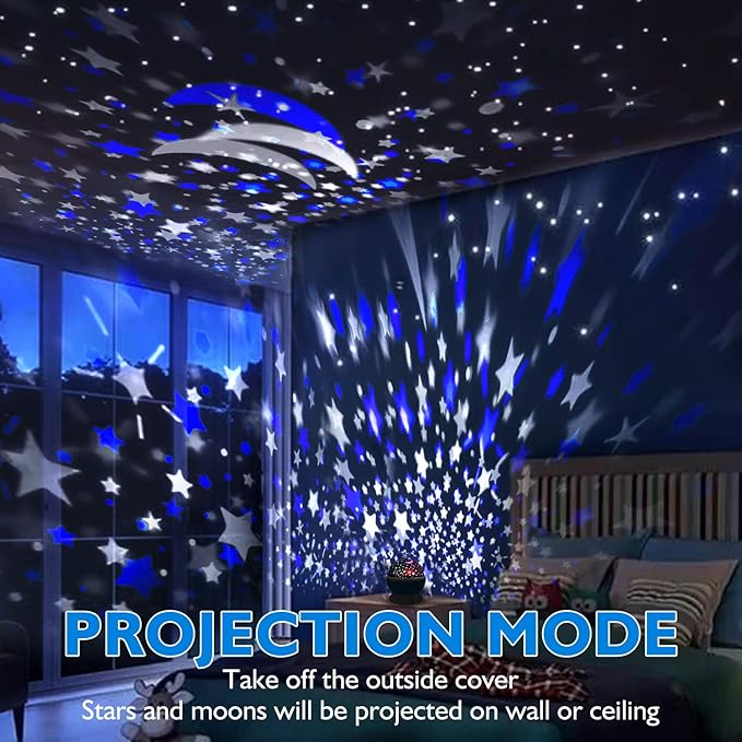 Night Light for Kids, Kids Night Light Nebula 360 Degree Rotation - 4 LED Bulbs 12 Light Color Star Projector Changing with USB Cable, Romantic Gifts for Men Women Children