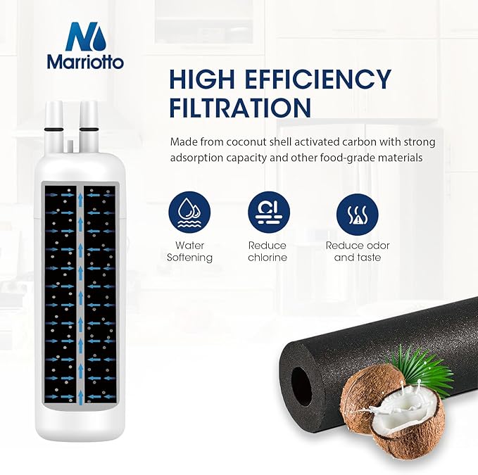 MARRIOTTO EDR1RXD1 Refrigerator Water Filter Compatible with W10295370A, WHR1RXD1, KAD1RXD1, Filter 1, W10295370, P4RFWB, P8RFWB2L, 46-9930, 46-9081 and W10311524 Air Filter (3+3)