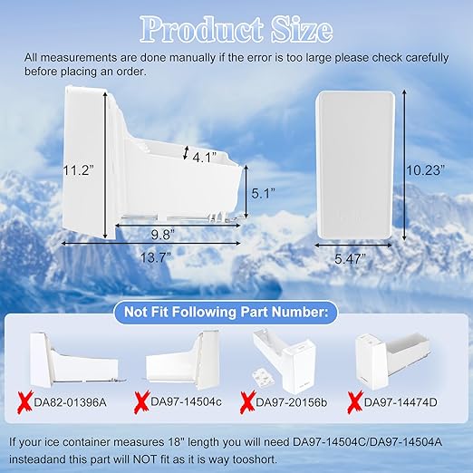 DA97-20157B, DA97-20157A Refrigerator Ice Bucket Compatible with Samsung RF22R7351SG, RF24R7201SR, RF27CG5400SR, etc Series Refrigerators Ice Container, Part Number: 4993476, PS12720126, etc