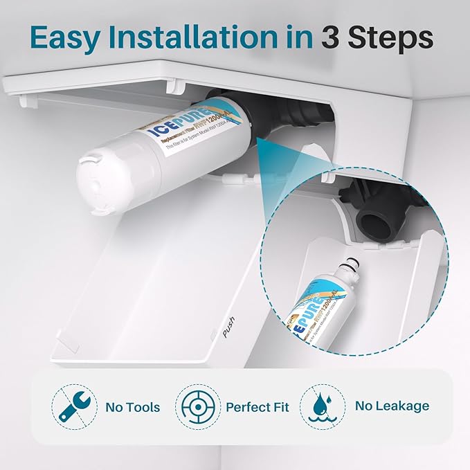 ICEPURE Alkaline ADQ36006101 Refrigerator Water Filter and Air Filter Replacement for LG LT700P, Kenmore Elite 46-9690, FML-3, ADQ36006102, RWF1052, CLCH106, RWF1200A, LFX28968ST, Enhances PH, 2Combo