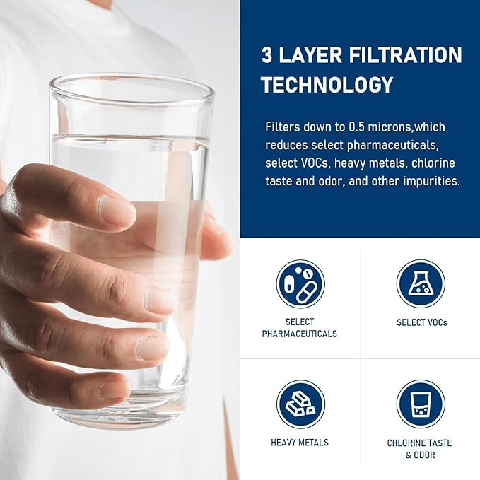 TEEHAY KAD3RXD1 Water Filter 3 Replacement, Compatible with KitchenAid T1RFWB2, KAD3RXD1, KBSD708MPS, KBSD708MSS, KBSD708MBS, KBSD702MPS, KBSD702MSS, KBSD706MPS, 3 Pack