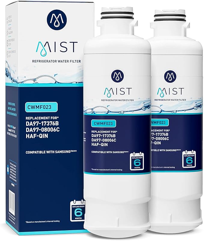 Mist HAF-QIN/EXP Refrigerator Water Filter Replacement for Samsung DA97-17376B, DA97-08006C, Refrigerators RF23M8570SR, RF28R7351SR – NSF 42 Certified – 2 Pack