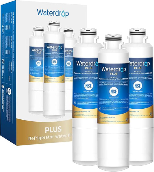 Waterdrop Plus DA29-00020B NSF 401&53&42 Certified Refrigerator Water Filter, Replacement for Samsung® HAF-CIN/EXP, HAF-CIN, FMS-2, RF28HMEDBSR, RF263BEAESR, 3 Filters (Packaging May Vary)