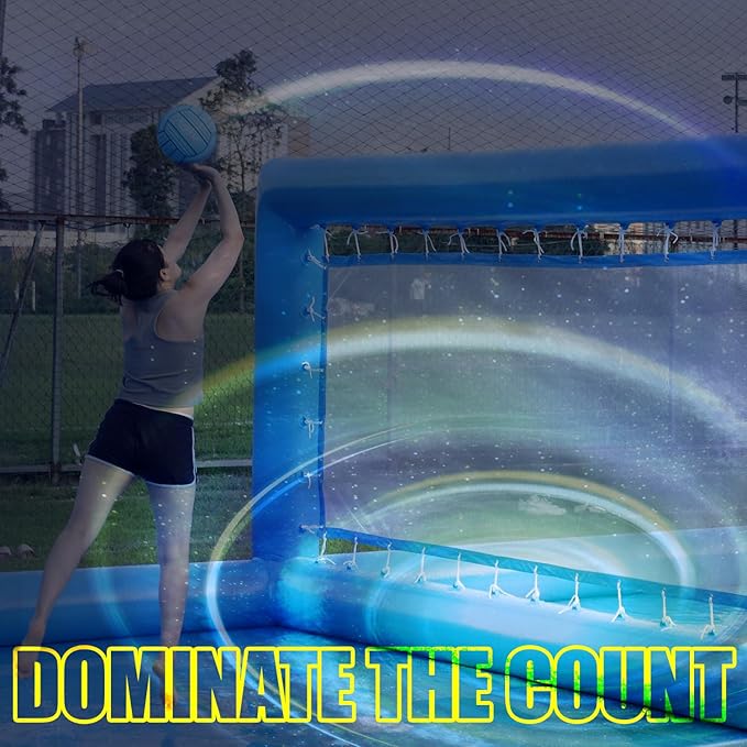 33ft Inflatable Volleyball Pool Inflatable Volleyball Count for Adults and Family, 100% PVC Commercial Net with 800w Air Pump, Giant Beach Games Outdoor Games, 33x16.5x7ft