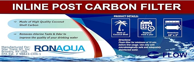 T33 Inline Coconut Grade Activated Carbon Pre/Post Membrane Filter for Taste and Odor Reduction
