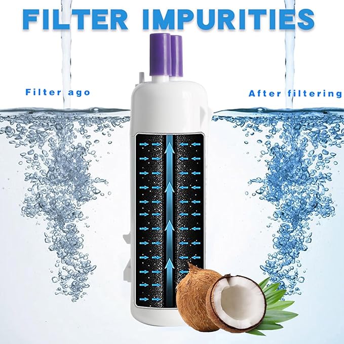 Fancial NSF Certified Water Filter, Advanced Coconut Shell Activated Carbon, for W10295370A FILTER1 EDR1RXD1 9081, P5WB2L, P4RFWB, P4RFKB2, 469081, 9930, 469930, 9930P, Removes Odor, Impurities, 1Pack