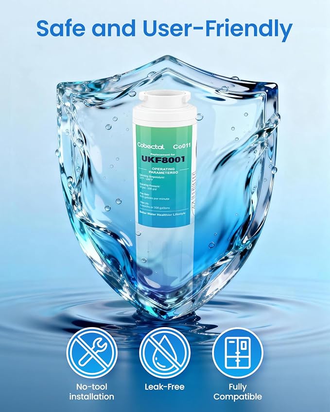 UKF8001 Water Filter Replacement for whirlpool EDR4RXD1, EveryDrop Filter 4, May/tag UKF8001AXX-200, krfc300ess01, WHR4RXD1, 4396395, Hdx Fmm-2, 3 pack