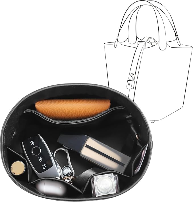Silky Bag Insert Fit for Hermes Picotin 18/22, Silky Purse Organizer, Lightweight and Silk Touch (Fits PC22, Black)