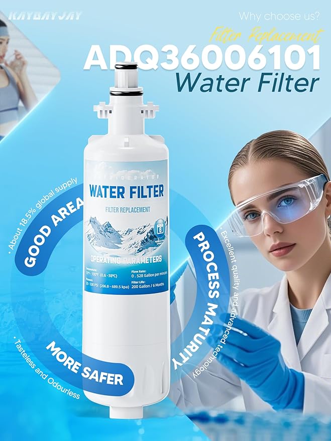 Water Filter Replacement Compatible with LG LT700P/PC/PCS and Kenmore 9690, Replaces ADQ36006101, ADQ36006102, RWF1200A, Fit for LG LFXS30766S, LFXS29626S, LFX31925ST, 3 Packs with LT120F Air Filter