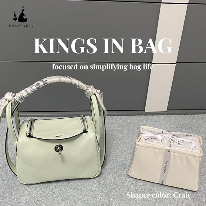 Mini Lindy Bag Insert, Luxury Bags Storage with Silk, Lightweight Inner Bag Compatible with Lindy 19 Bags, Multiple Pockets Large Capacity(Craie, Lindy19)