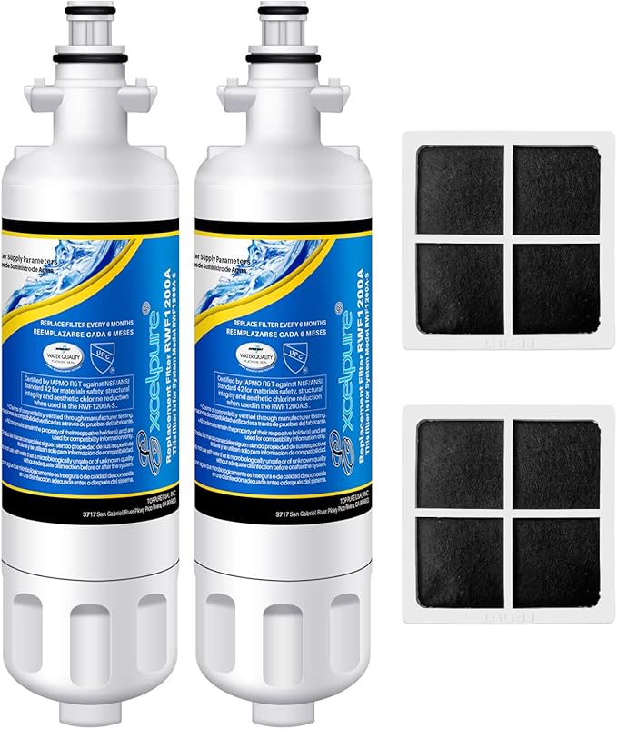 EXCELPURE ADQ36006101 Replacement for LT700P, Kenmore 469690, ADQ36006102, LFXS30766S, LFX31925ST, LFX31945ST, RWF1052, LT120F, 469918, Refrigerator Water and Air Filter Combo, 2PACK