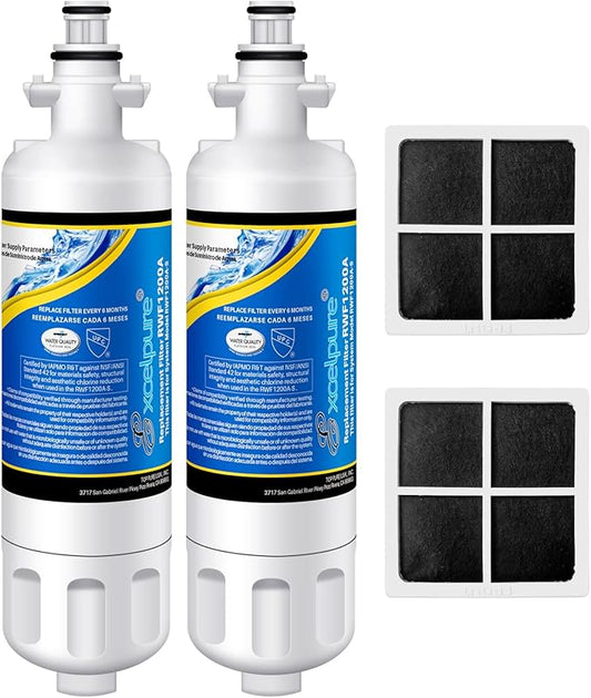 EXCELPURE ADQ36006101 Replacement for LT700P, Kenmore 469690, ADQ36006102, LFXS30766S, LFX31925ST, LFX31945ST, RWF1052, LT120F, 469918, Refrigerator Water and Air Filter Combo, 2PACK