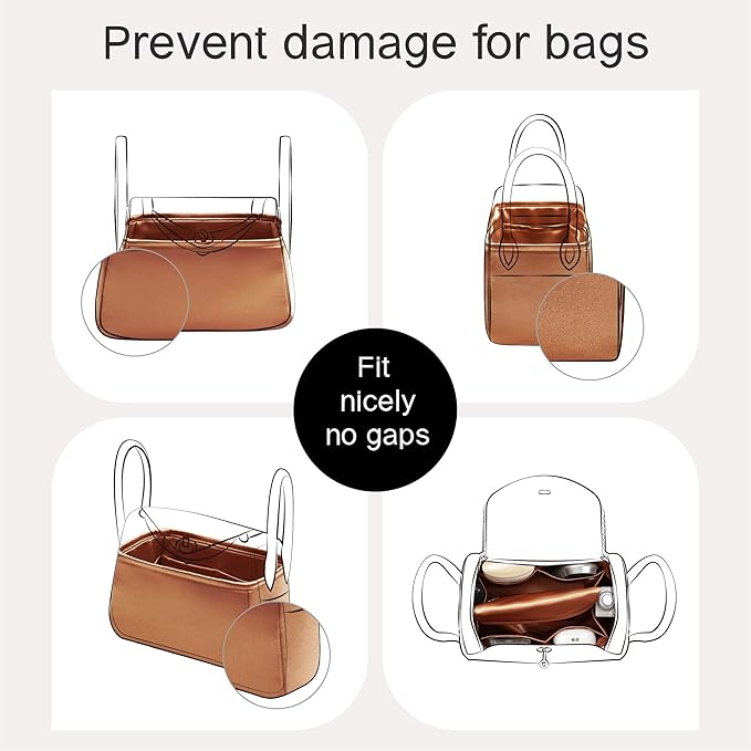Silky Bag Insert Fit for Hermes Lindy 19/26, Silky Purse Organizer, Lightweight and Silk Touch (Fits Mini Lindy 19, Gold)