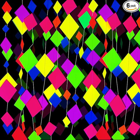 122feet UV Neon Streamers Glow Garland Hanging Paper Glow in The Dark Supplies and Decorations Blacklight Reactive Fluorescent Black Light Party Kit Neon Party Supplies for Birthday Wedding