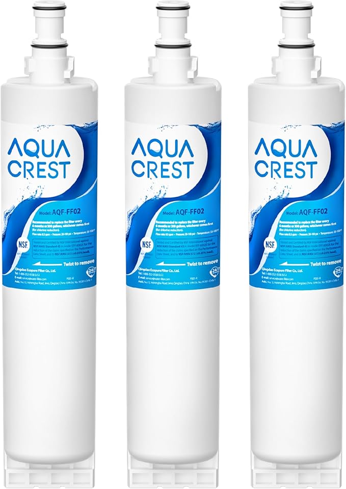 AQUA CREST 4396508 Replacement for Everydrop® Filter 5, EDR5RXD1, Whirlpool® WF-NLC240V, 4396510,PNL240V, 4396508p, 4396547, 4392857, LC400V, Refrigerator Water Filter,3 Packs