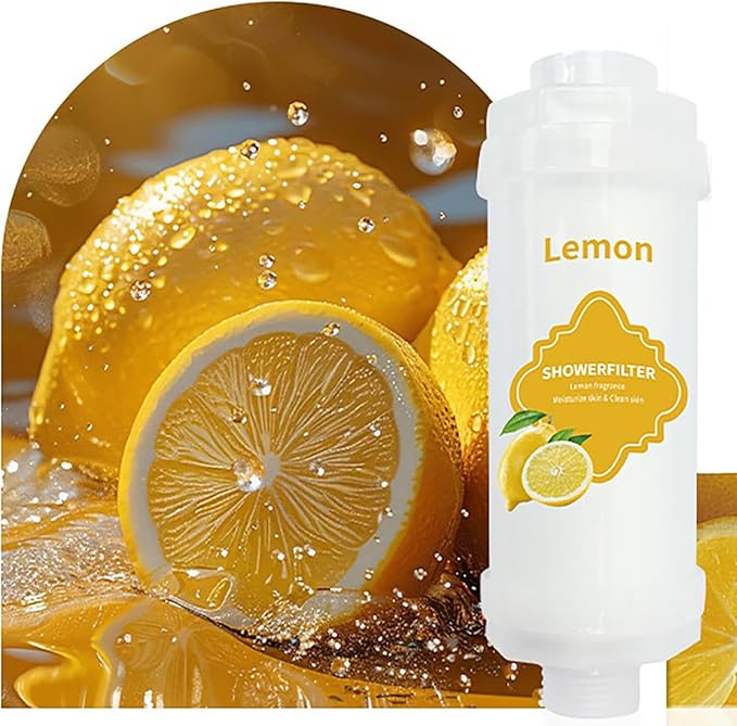 Vitamin C Shower Filter Shower Aromatherapy Bathroom Accessories for Hard Water Filter Remove Chlorine Fluoride Heavy Metals Improves Skin Condition Protects Hair Lemon